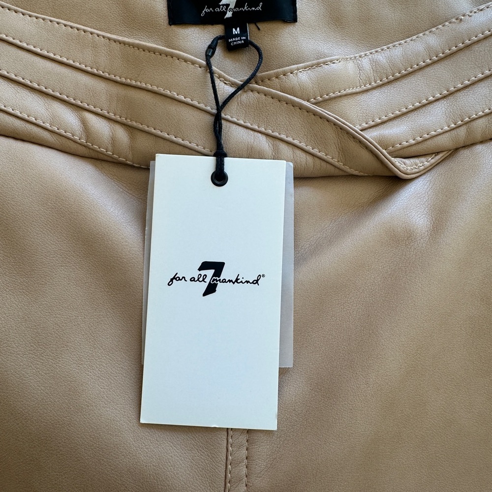 7 For All Mankind Faux Leather Pants, Color Tan, Size Medium, NWT - Picture 2 of 7